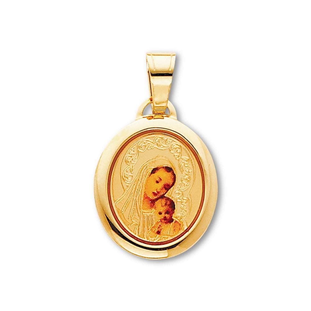 14K Yellow Gold Our Lady of Mt. Carmel Pendant By Tehrani Jewelry